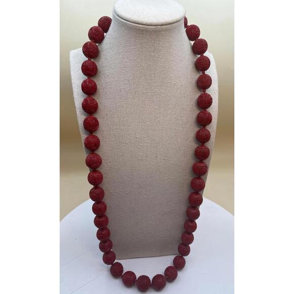 Jewelry - Vintage Chinese Cinnabar Necklace for Women